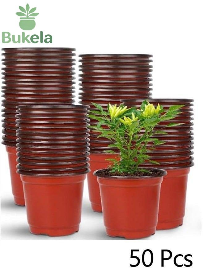 Bukela 50 Pack Diameter 13.5Cm Plastic Planter Nursery Pots with Seedlings Pots Starter Pots Plant Containers for Succulents, Seedlings, Cuttings - Image 1